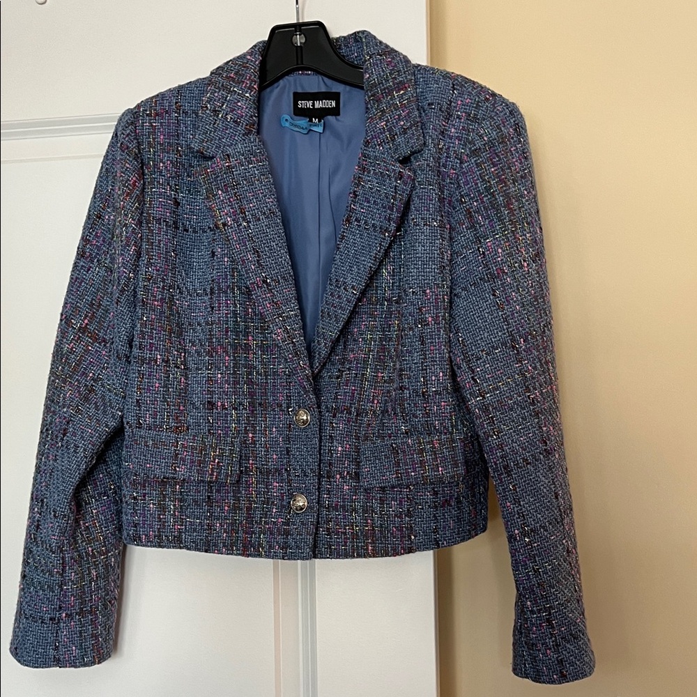 Steve Madden Blue Tweed Blazer